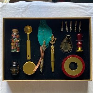 Calligraphy Writing Tool Wax Seal Set Feather Dip Pen Kit Retro Feather Fountain